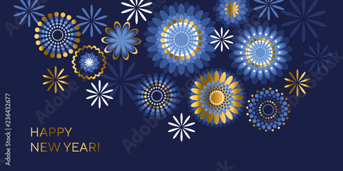 Happy New Year color vector banner template