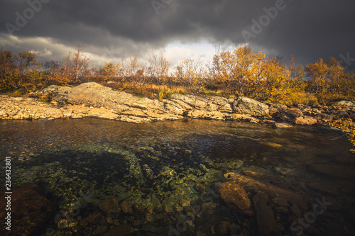 River and autumnal trees in Sylan mountains.