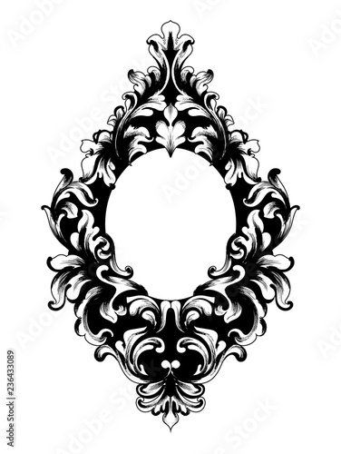 Baroque rich frame vintage Vector. Decor design element filigree calligraphy. Baroque Wedding decoration, greeting, mirror, card, invitations