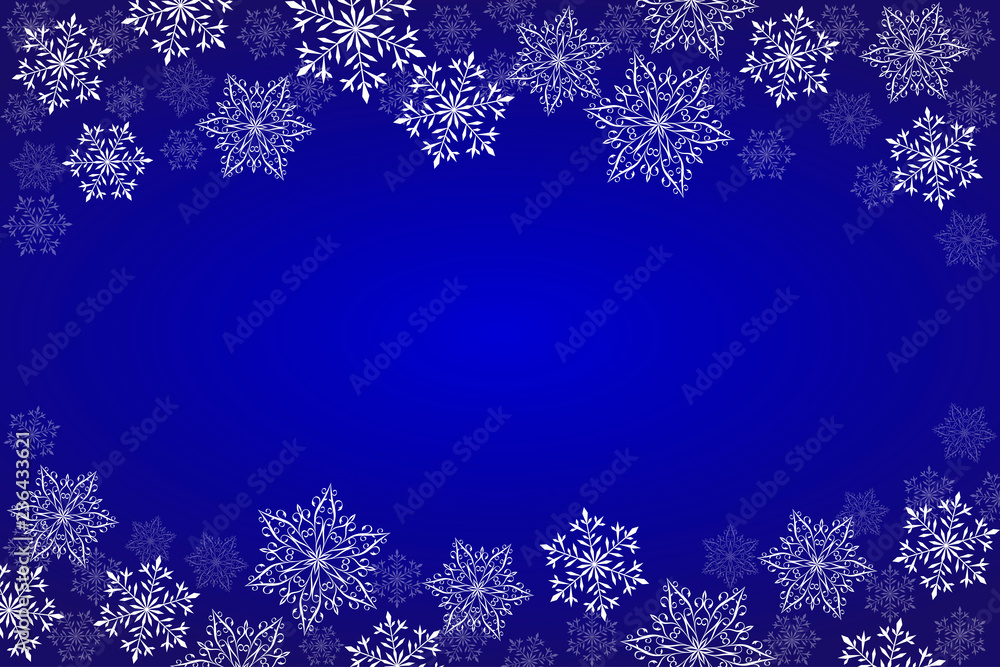 Christmas and New Year vector background with snowflakes.Winter blue background.