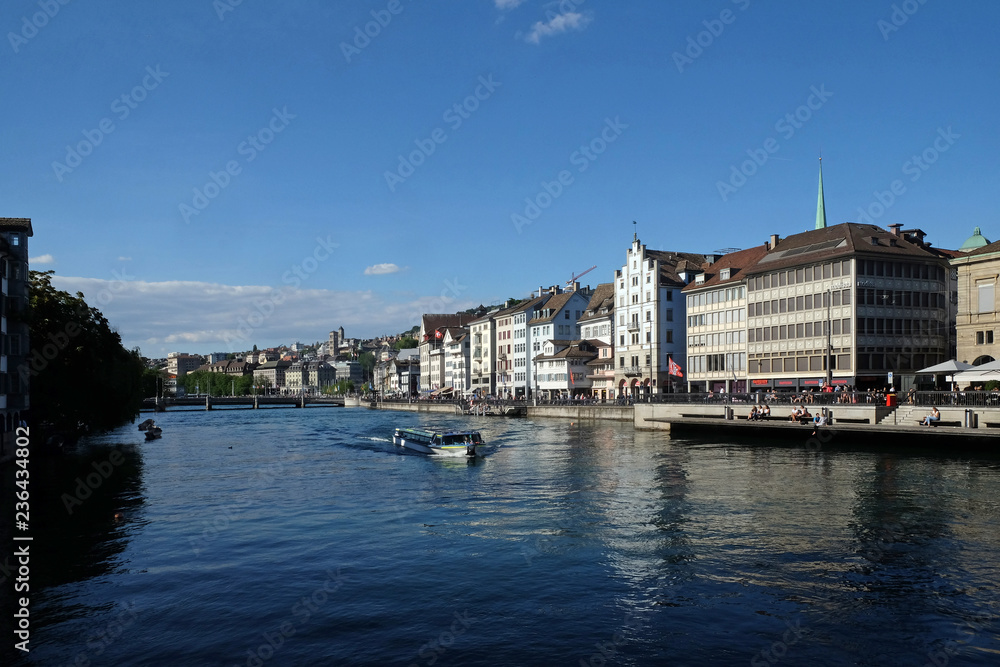 Panorama view of historic city center of Zurich, Switzerland