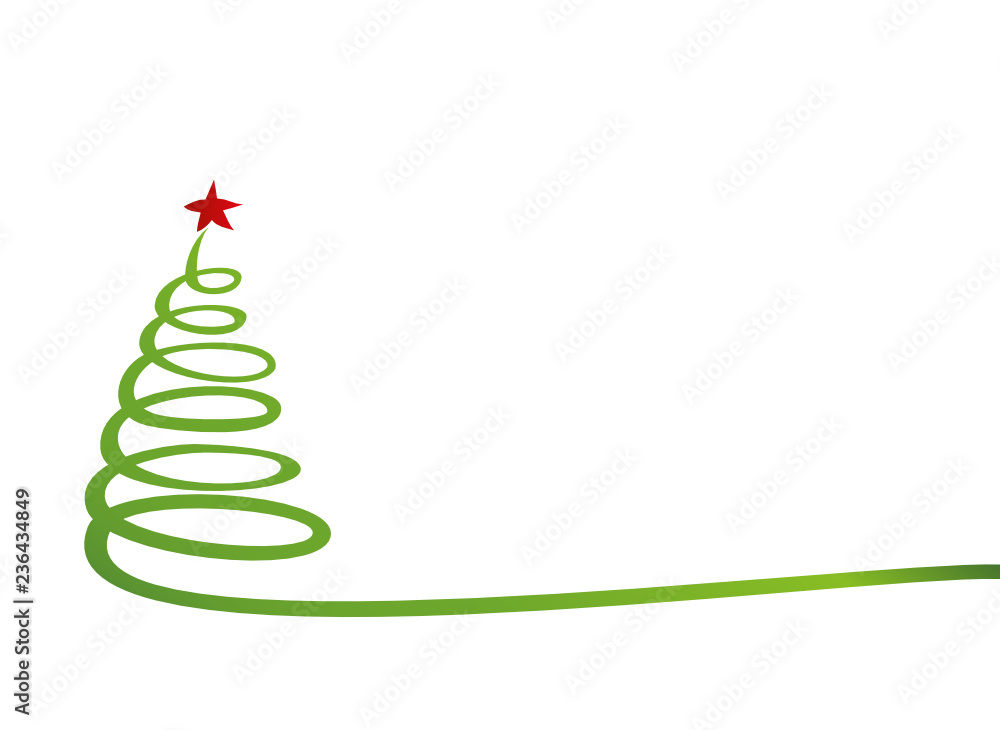 Christmas tree of green ribbon with red star. Vector. Greeting card for the holiday new year. Empty space for text or advertising Christmas tree of green ribbon with red star. Vector. Greeting card for the holiday new year. Empty space for text or advertising