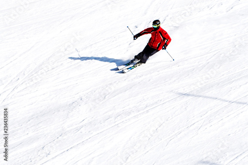 speed skier on the snow slope