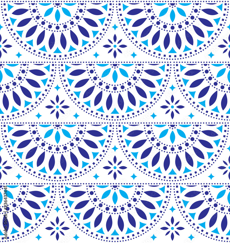Mexican folk art vector seamless geometric pattern with flowers, blue fiesta design inspired by traditional art form Mexico Stock Vector | Adobe Stock Mexican Folk Art Vector Seamless Geometric Pattern With Flowers, Blue Fiesta Design Inspired By Traditional Art Form Mexico Stock Vector | Adobe Stock
