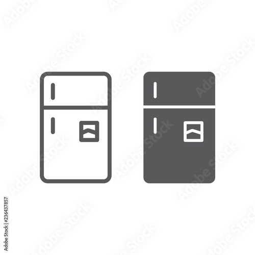 Refrigerator line and glyph icon, freeze and household, fridge sign, vector graphics, a linear pattern on a white background.