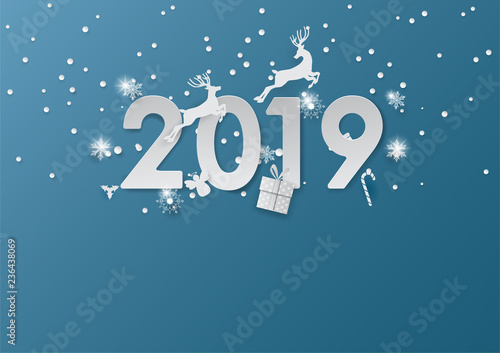 reindeer jumping in 2019 ,merry christmas ,happy new year