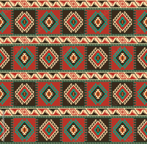 Seamless geometric ethnic pattern. Traditional Turkish kilim style.  
