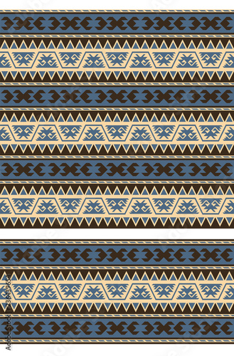 Seamless geometric ethnic pattern and border. Traditional Turkish kilim style.  Swatch and pattern brush are included in EPS file.
