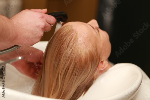 Washing woman hair