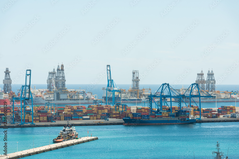 aerial view on Port of Las Palmas in Gran Canaria