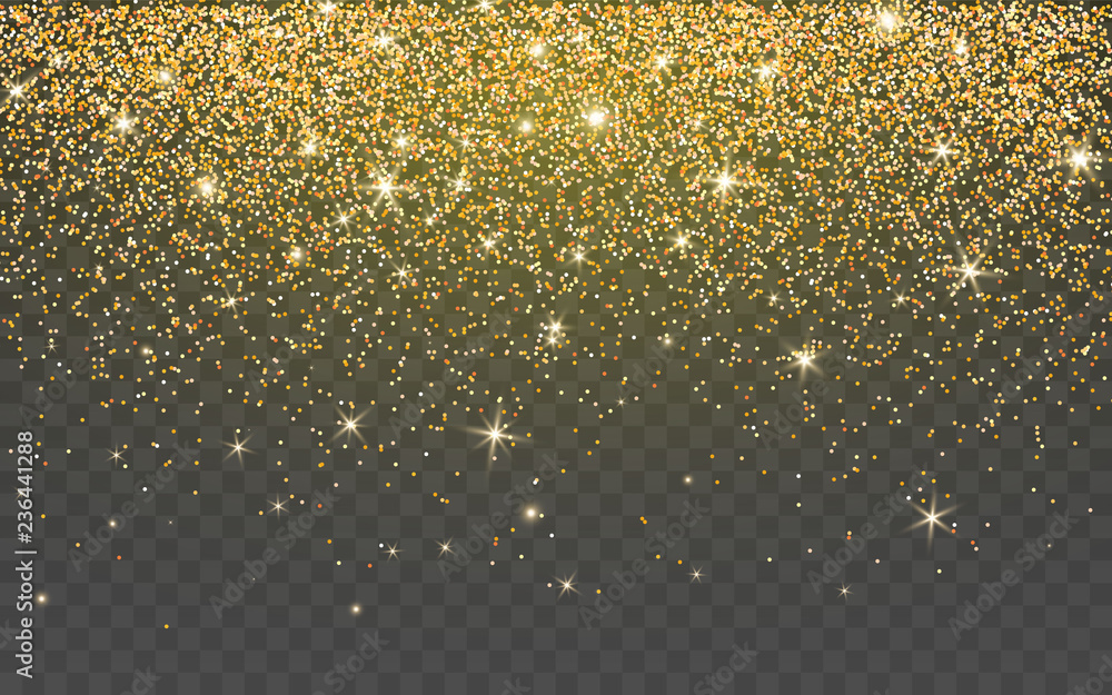 Golden glitter sparkle on a transparent background. Gold Vibrant ...