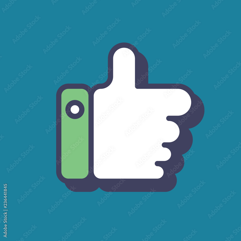 Thumb up icon, blue vector logo. Like symbol. Flat illustration. Thumb up icon, blue vector logo. Like symbol. Flat illustration.