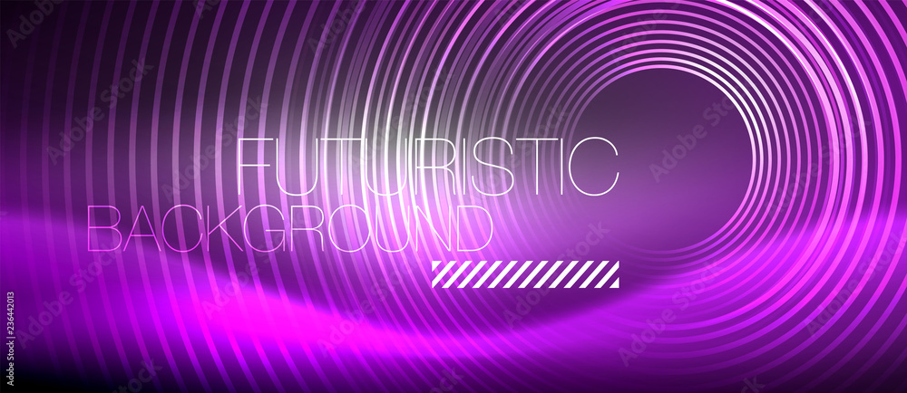 Neon circles abstract background, shiny lines Neon circles abstract background, shiny lines