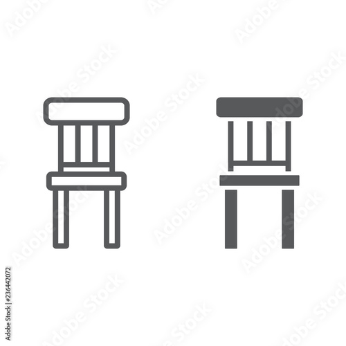 Chair line and glyph icon, furniture and home, stool sign, vector graphics, a linear pattern on a white background. © amin268