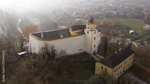 Aerial shot: Malenovice castle, Zlin, Czech Republic photo