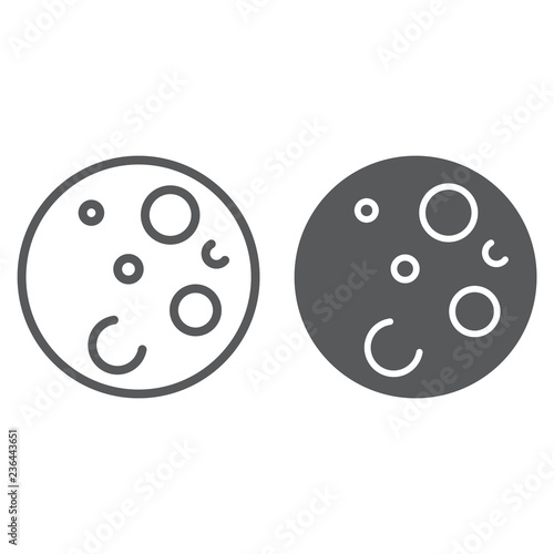 Moon line and glyph icon, space and astronomy, satellite sign, vector graphics, a linear pattern on a white background.