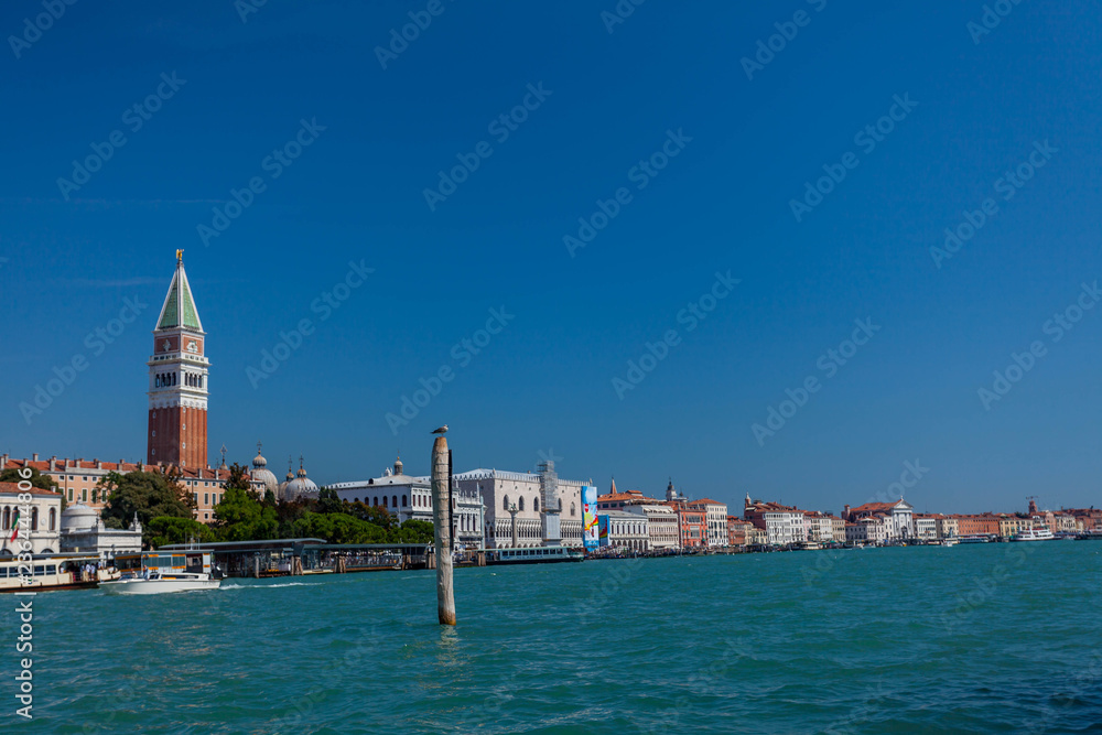 View of the Riva degli Schiavoni on a sunny day. Venice, Italy.