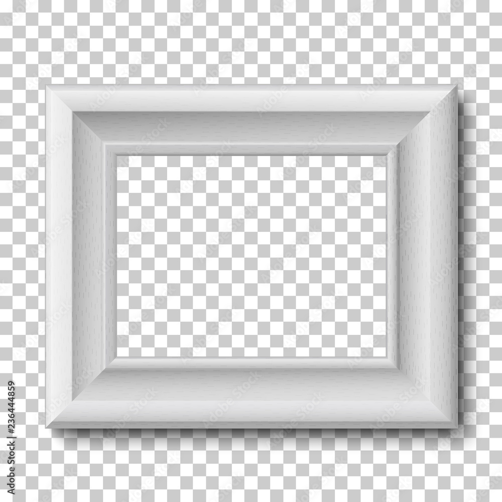 White wooden vintage frame isolated on transparent background. Vector
