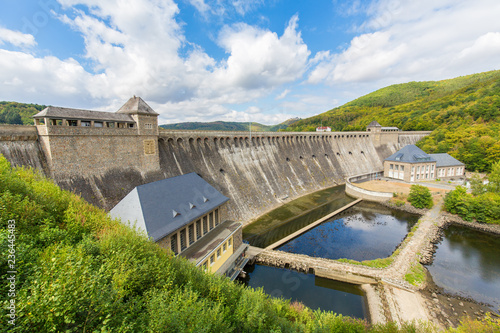 German Edertal dam in Sauerland between mountains