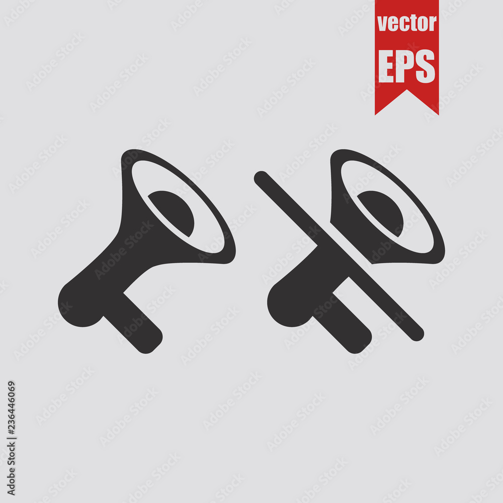 Sound on and off icon.Vector illustration. Sound on and off icon.Vector illustration.