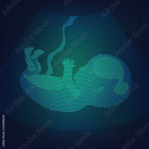 ultrasound fetus in abstract futuristic style