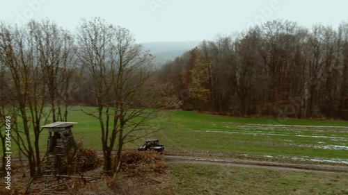 Aerial forest ranger car thuringian forest photo