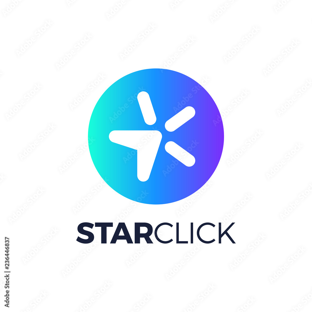 Abstract line style star logo with mouse cursor click Abstract line style star logo with mouse cursor click