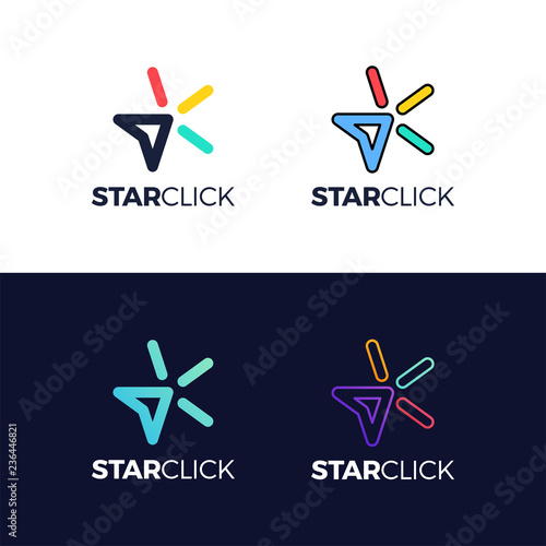 Abstract line style star logo with mouse cursor click