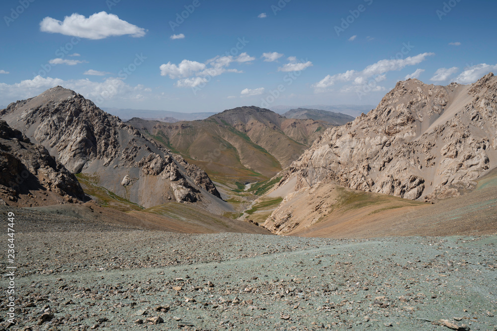 View of the valley around Tash Rabat in Kyrgyzstan