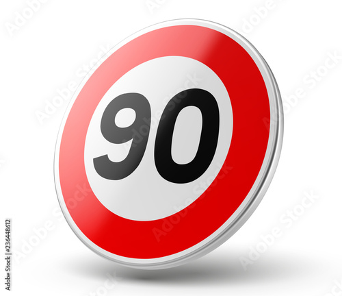 Panneau "vitesse limitée à 90 km/h" vectoriel 1
