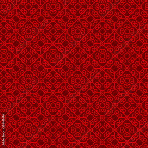 Vector ornament seamless pattern wallpaper, traditional oriental style with red color