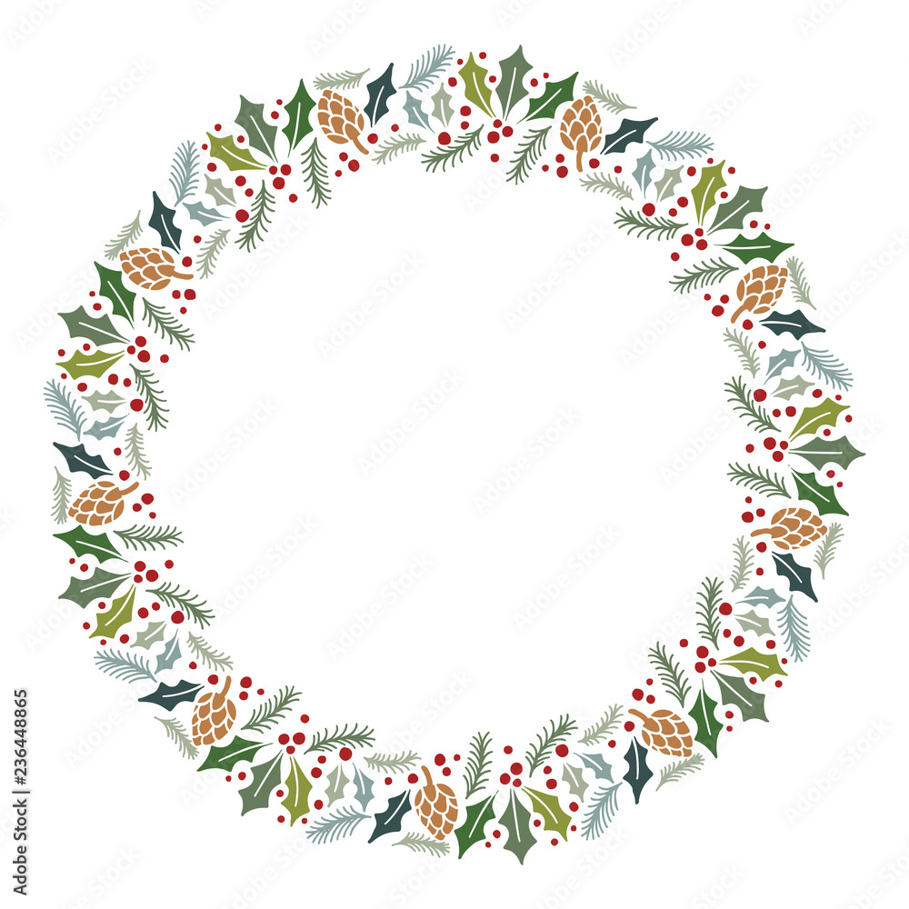Christmas Wreath with Round Frame for Cards Design Vector Layout with Copyspace Can be use for Decorative Kit, Invitations, Greeting Cards, Blogs, Posters, Merry Christmas and Happy New Year. Christmas Wreath with Round Frame for Cards Design Vector Layout with Copyspace Can be use for Decorative Kit, Invitations, Greeting Cards, Blogs, Posters, Merry Christmas and Happy New Year.