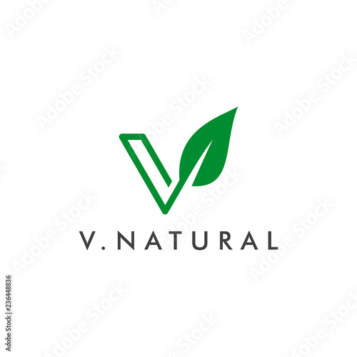 Letter V logo concept. Natural eco symbol design vector illustration