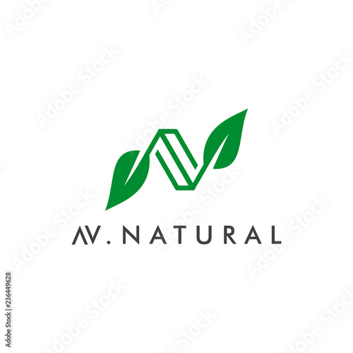 Letter AV logo concept. Natural eco symbol design vector illustration