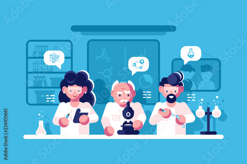 Doctors working at researching laboratory