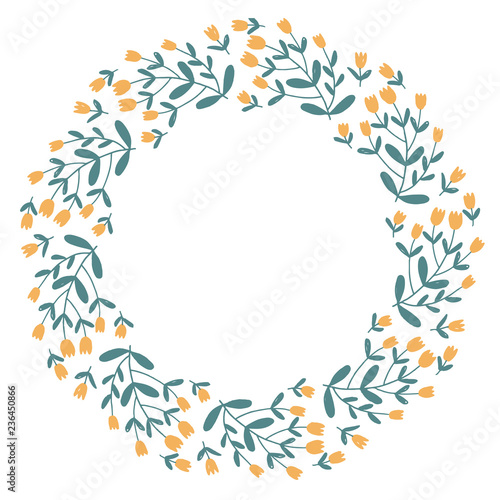 Christmas Wreath with Round Frame for Cards Design Vector Layout with Copyspace Can be use for Decorative Kit, Invitations, Greeting Cards, Blogs, Posters, Merry Christmas and Happy New Year.