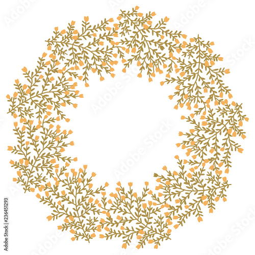 Christmas Wreath with Round Frame for Cards Design Vector Layout with Copyspace Can be use for Decorative Kit, Invitations, Greeting Cards, Blogs, Posters, Merry Christmas and Happy New Year.