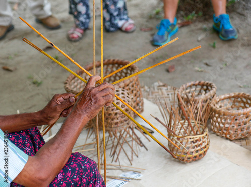 basket making by hand in kerala india
