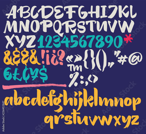 Vector alphabet. Hand drawn letters. Letters of the alphabet written with a brush. photo