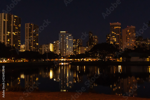 city at night in hawaii