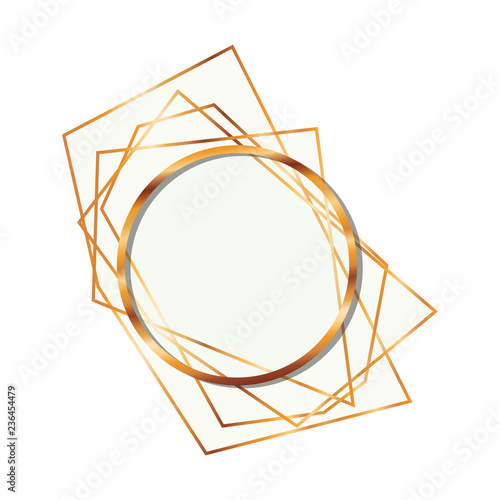 golden frame circle isolated icon