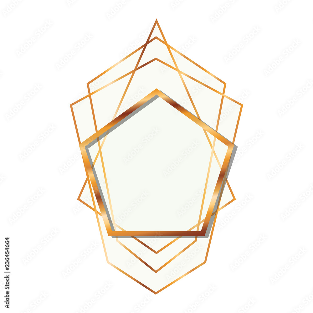 golden frame pentagon isolated icon