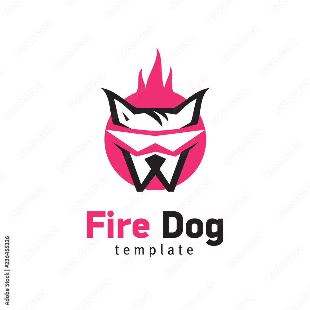 fire red dog logo signt