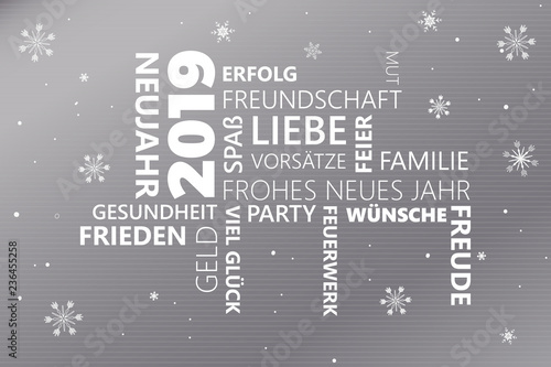 2019 Neujahrswünsche silberne edle Karte