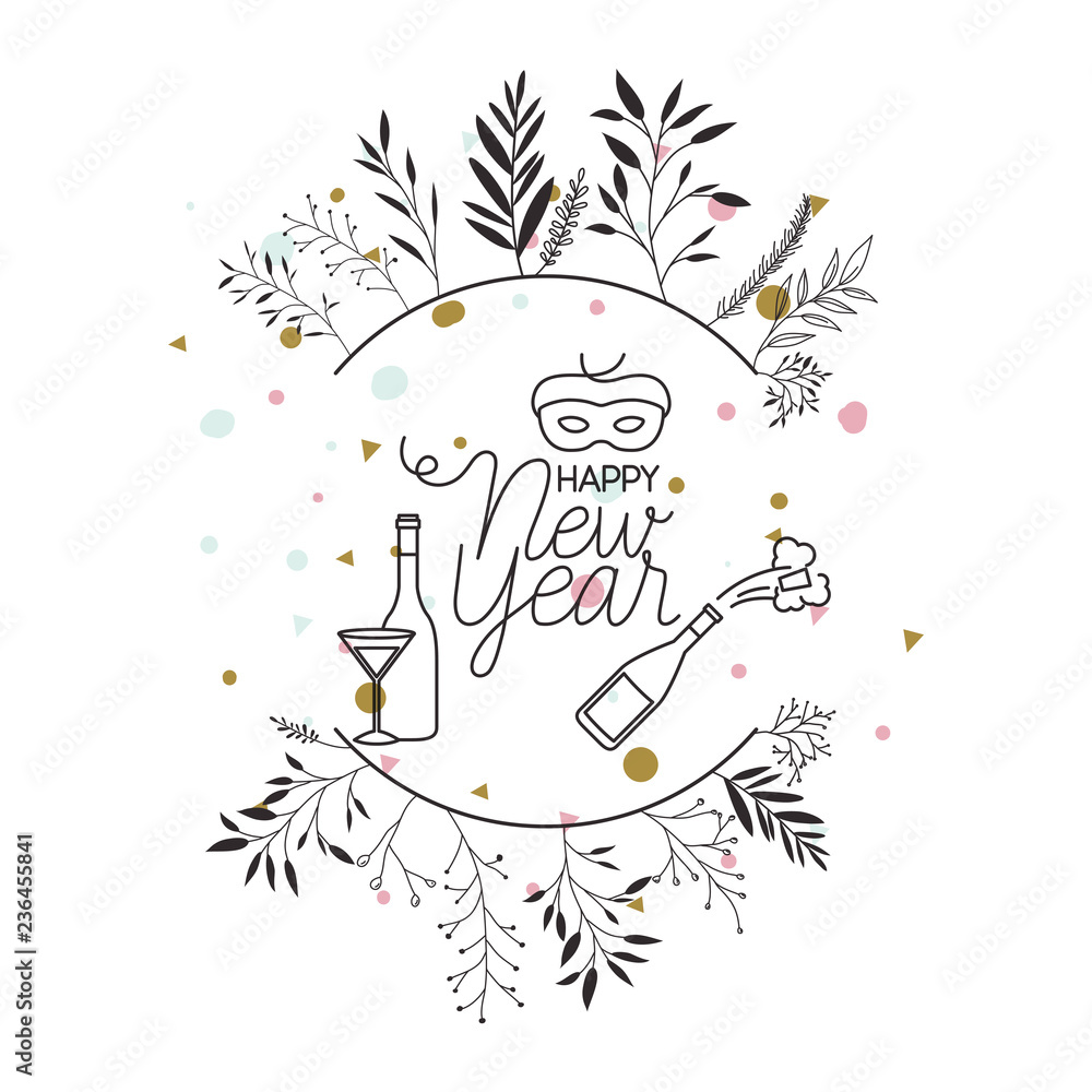 happy new year with elements decorative happy new year with elements decorative