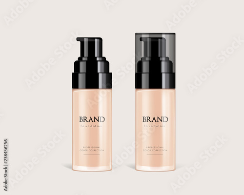 Cosmetic vector foundation premium tube product for promotion. Make-up in bottle isolated..