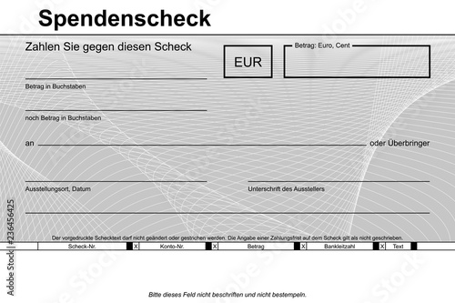 Spendenscheck - für Übergabe bei Spendenaktion