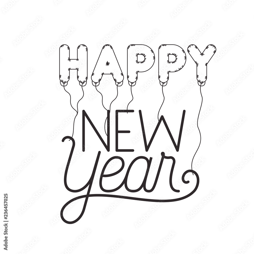 Fototapeta premium happy new year isolated icon