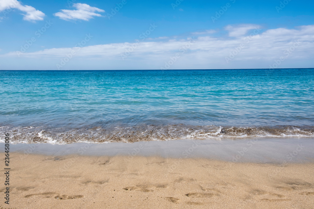 tropical beach footprints