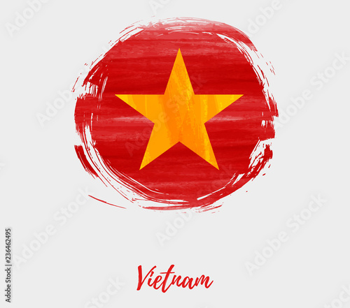 Vietnam grunge round flag